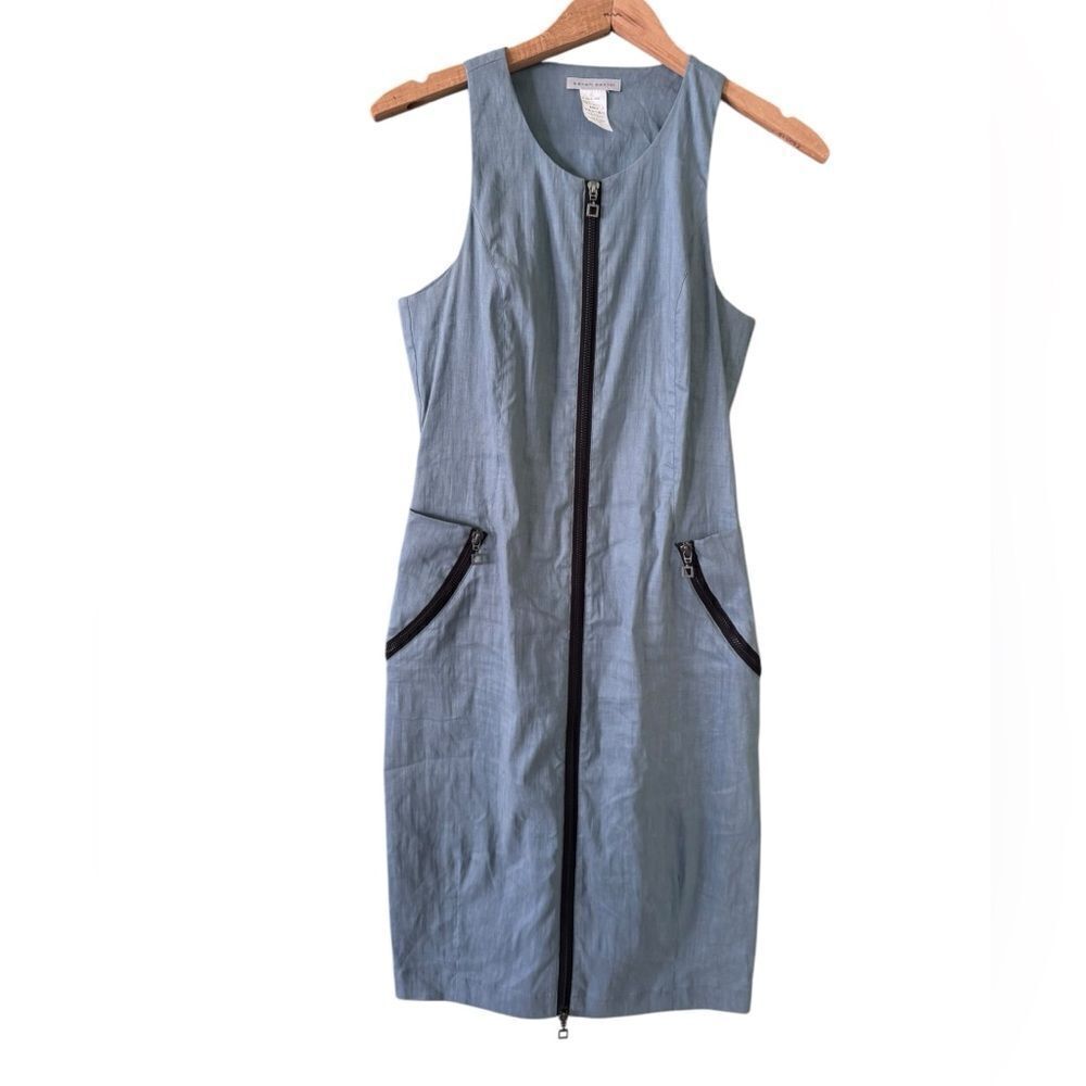 SARAH PACINI Blue Linen Sleeveless Dress Size 0 or XS